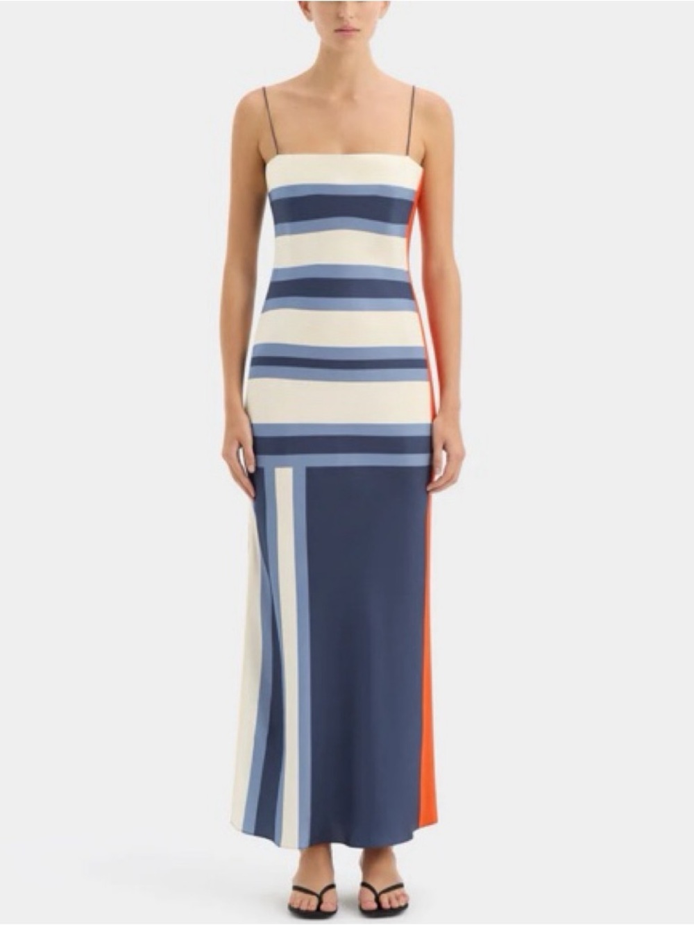 SIR Striped Maxi Dress in Cream, Navy & Red Accent - Picture 6 of 7